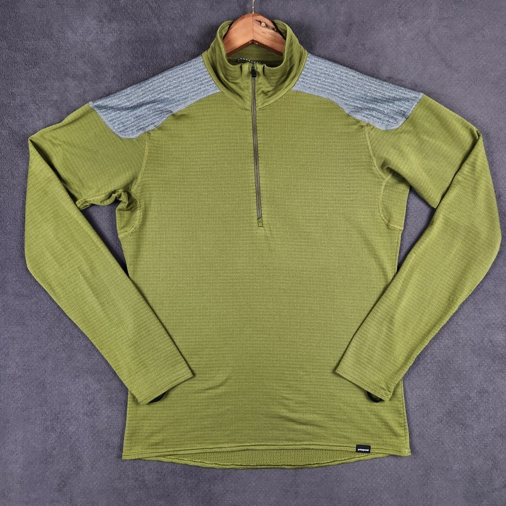 Patagonia Capilene 4 Expedition Weight Zip Neck Mens Medium Green Pullover 43656
